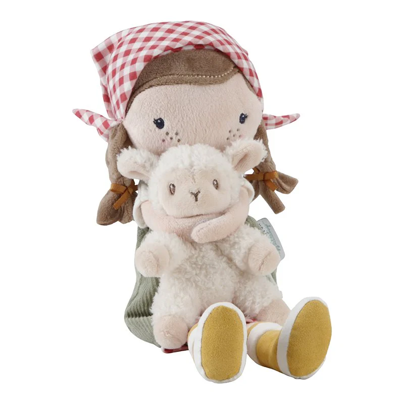 LITTLE DUTCH CUDDLE DOLL FARMER ROSA WITH SHEEP 35CM
