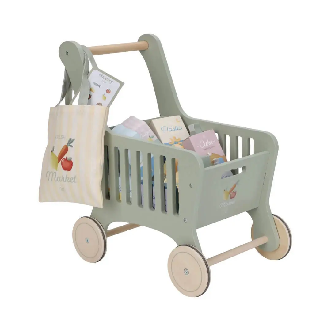 LITTLE DUTCH WOODEN SUPERMARKET TROLLEY