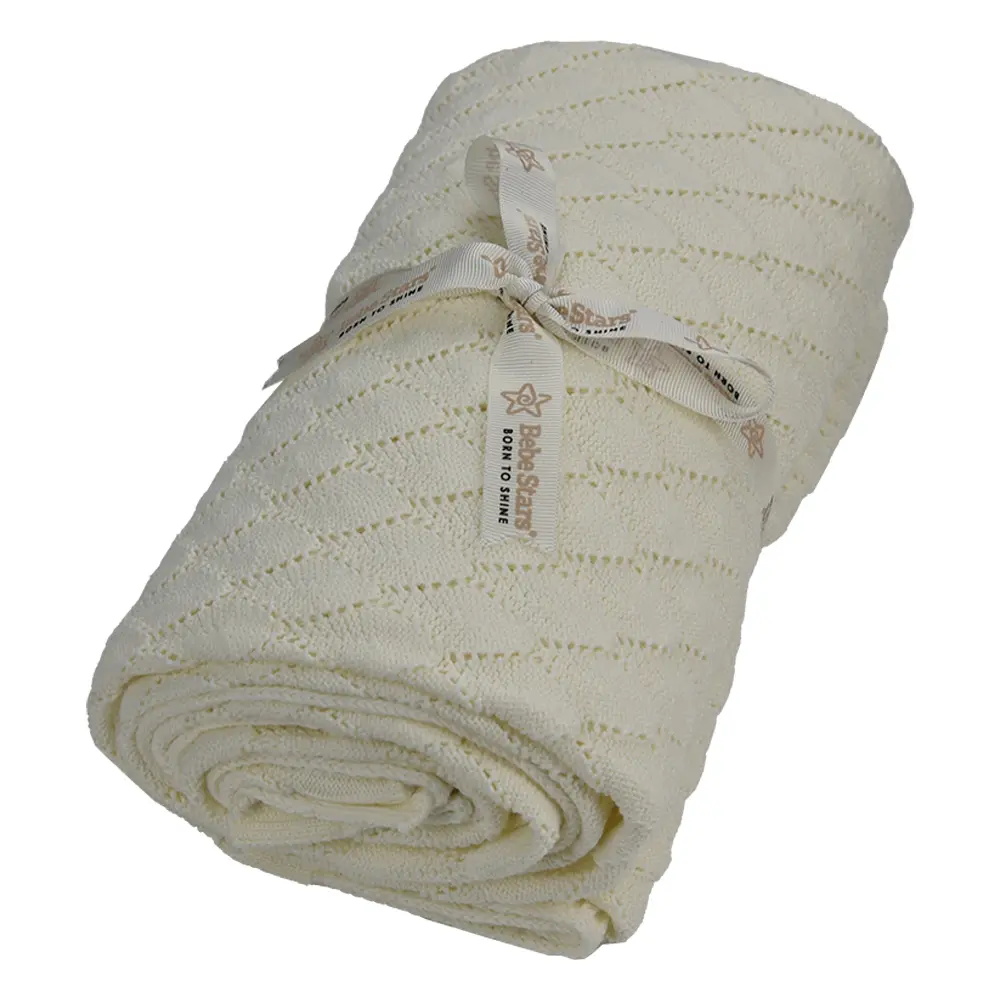 BEBE STARS KNITTED BLANKET IVORY