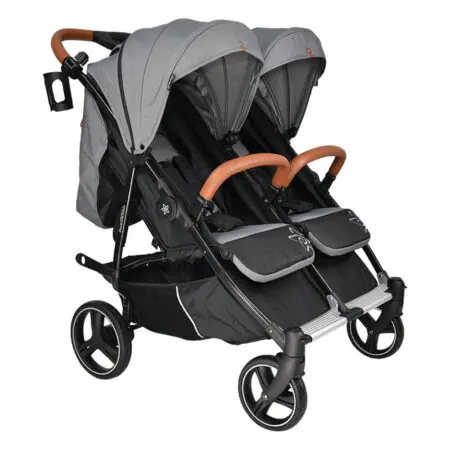 BEBE STARS BABY TWIN STROLLER DOUBLE GREY