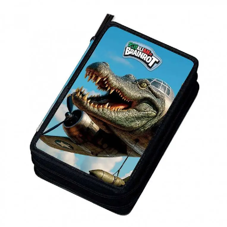 BRAINROT PENCIL CASE BOMBARDINO CROCODILLO DOUBLE DECKER