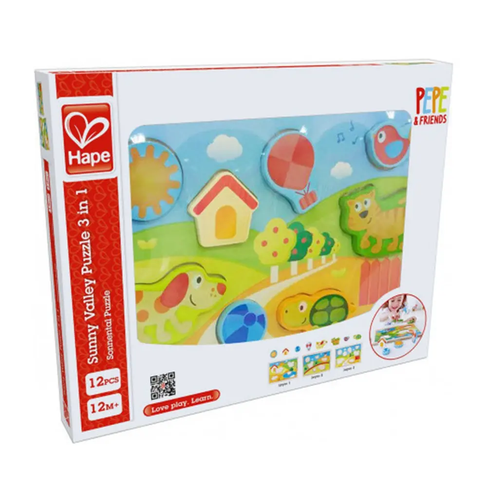 HAPE PEPE & FRIENDS SONNENTAL PUZZLE 3 IN 1