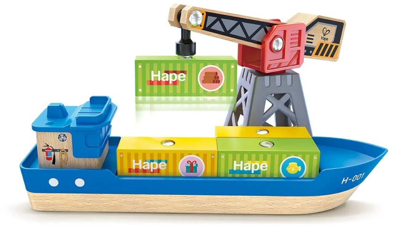 HAPE RAILWAY WOODEN CARGO ''Πλοίο & Γερανός''