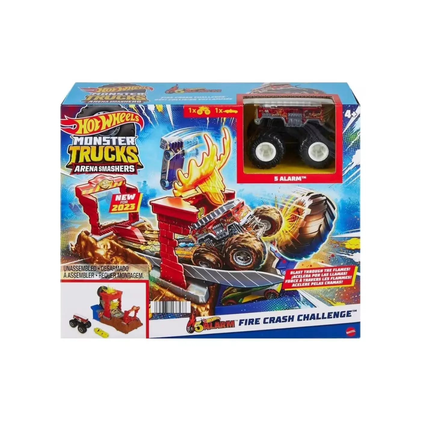 HOTWHEELS MONSTER TRUCKS LIGHTNING PLAY SET WITH FIRE  EXTINGUISHER