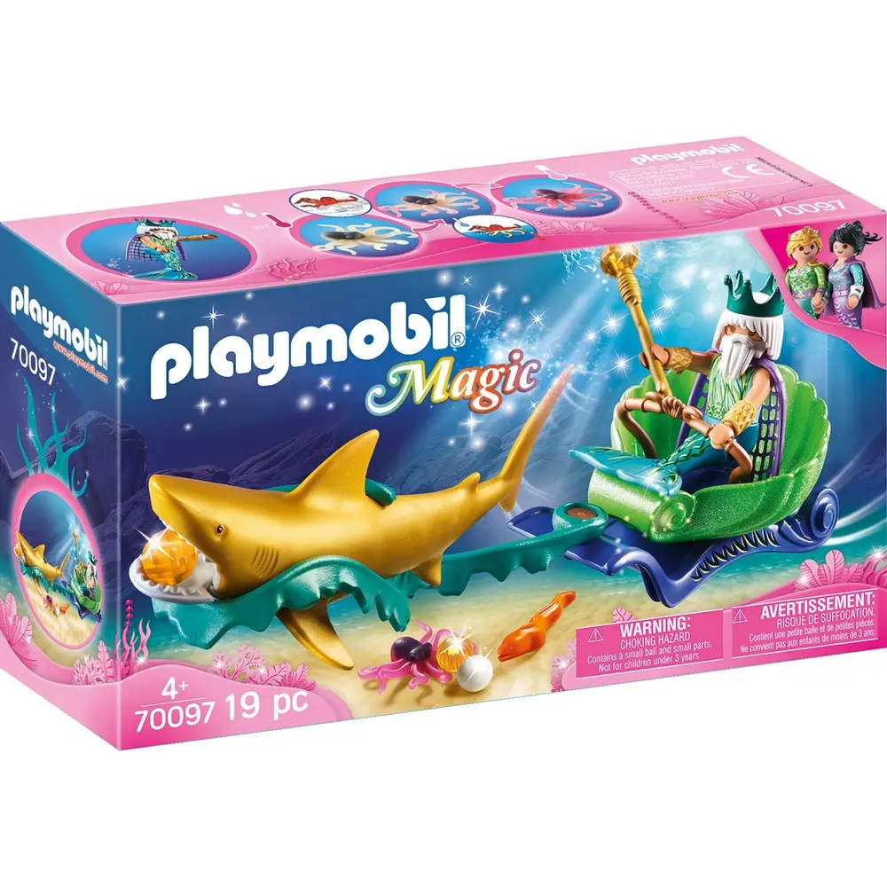 PLAYMOBIL KING OF THE SEA WITH SHARK CARRIAGE MAGIC 70097