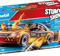 PLAYMOBIL STUNT SHOW CRASH ORANGE CAR WITH ROBO DRIVER